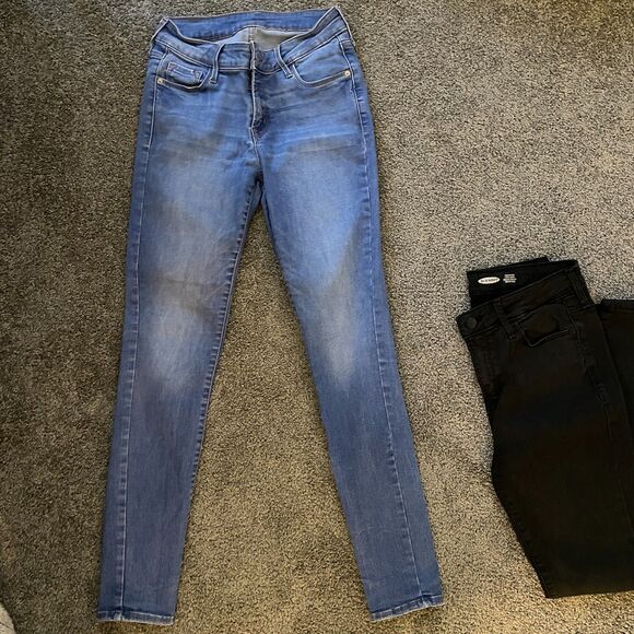 Old Navy Lot of 2 Rockstar Skinny Jeans Blue and Black Wash Size 6 Casual Y2k - Picture 7 of 9